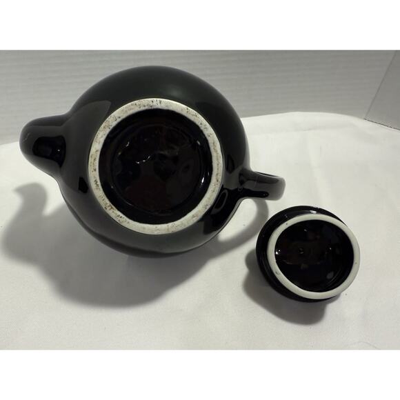 Black Ceramic Teapot With Lid, No chips or cracks, Glossy Modern Shape - Picture 10 of 12